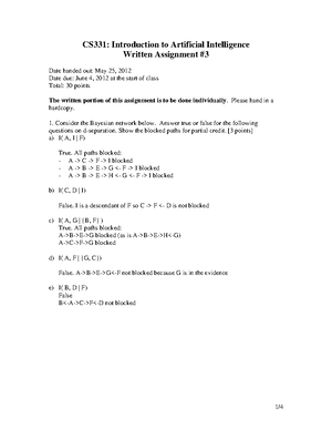 Solution 2 - homework assignment - CS331: Introduction to Artificial ...