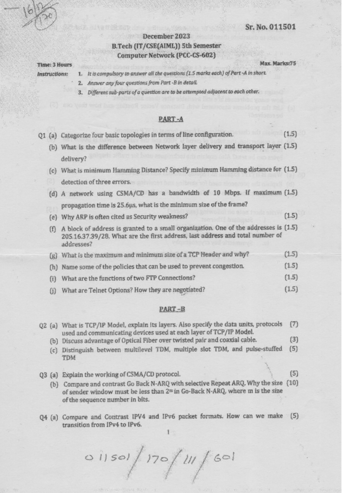 B.Tech 5th Sem Computer Networks Exam Guide (Dec 2023) - Studocu