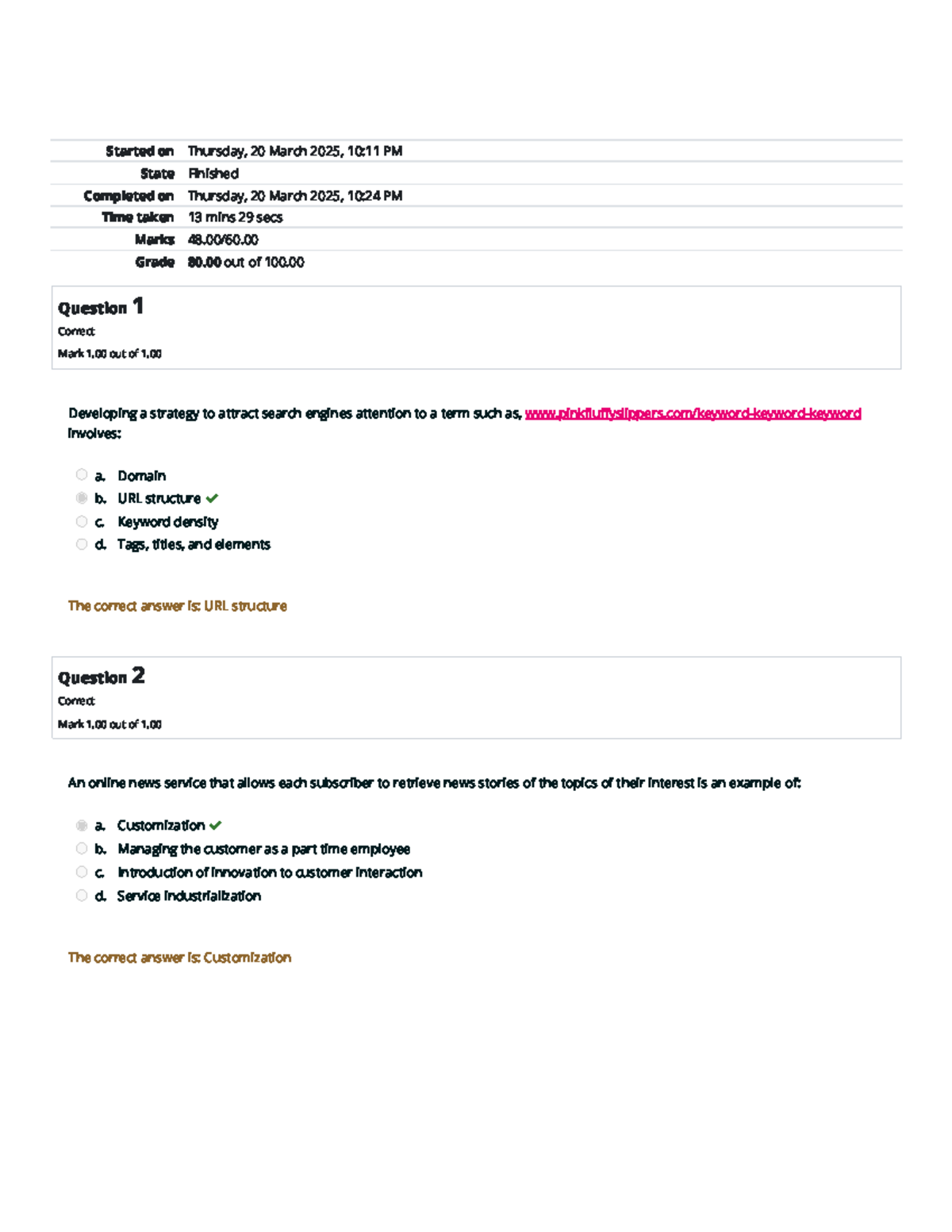 Review Quiz B - Course Code and Key Concepts in E-Commerce - Studocu