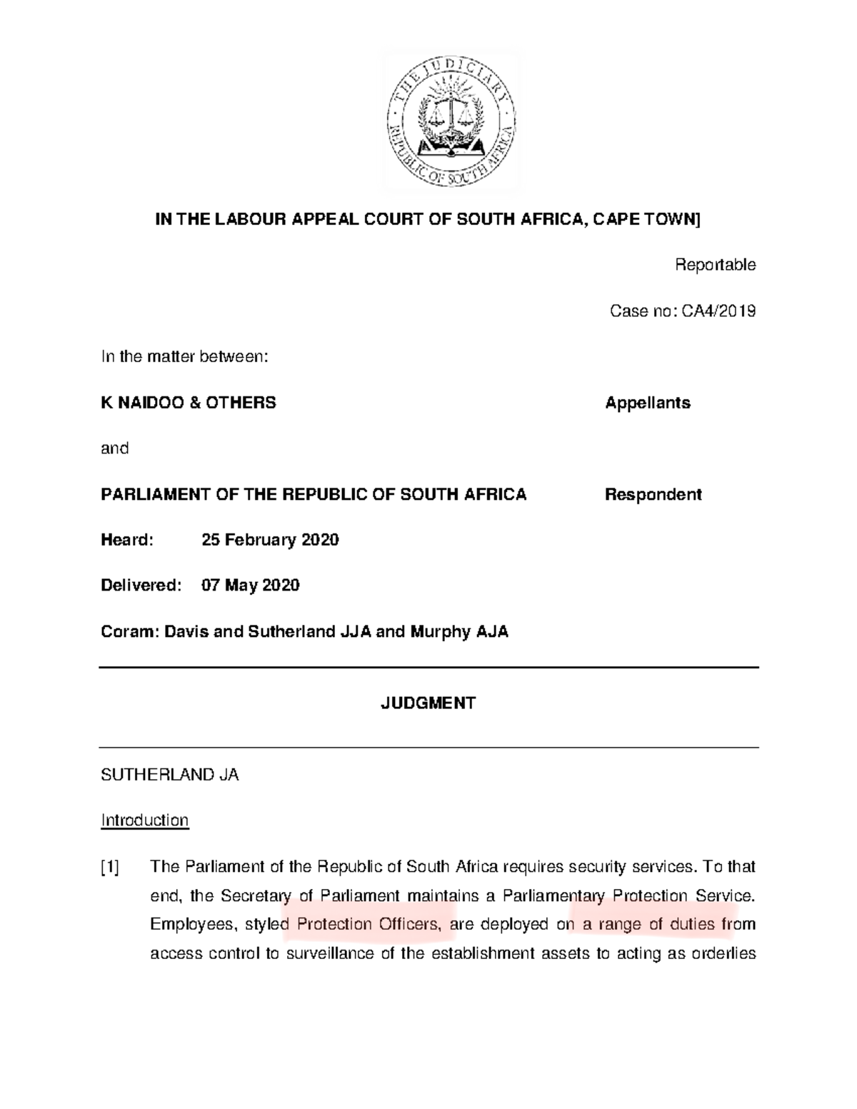 Labour Law Case Summaries for Test Prep (CA4) - Studocu