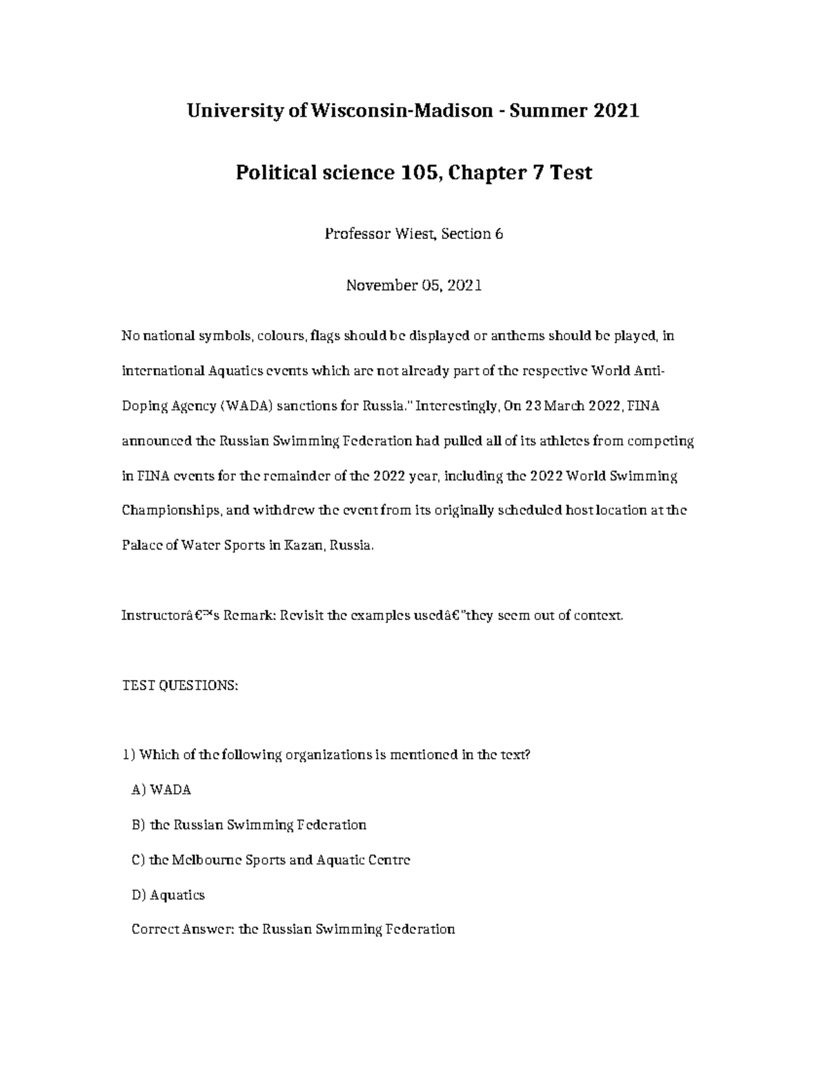 Political Science 105 Chapter 7 Test Review Notes - Studocu