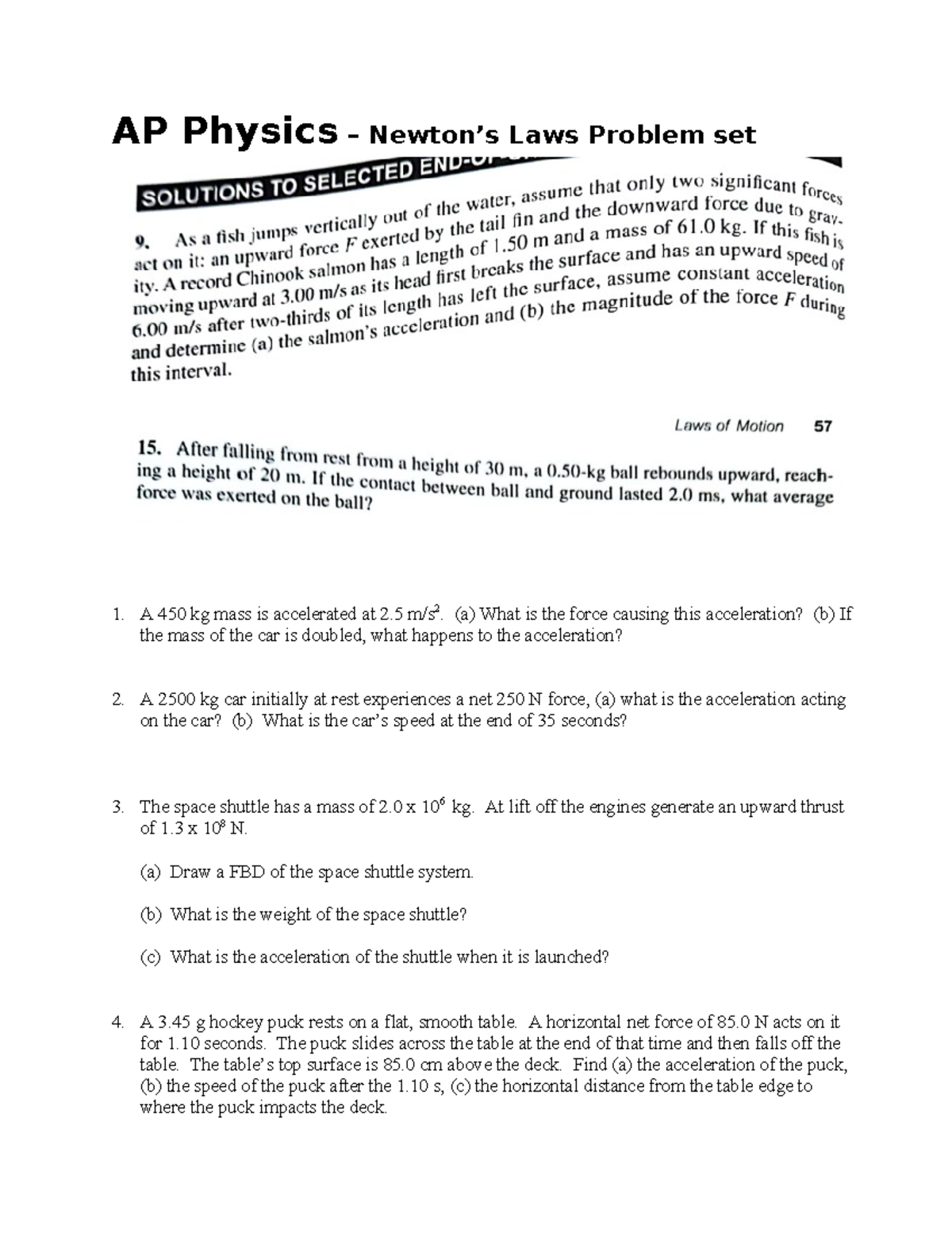 Newton's Law Problem Set-1-1-1-1 - AP Physics – Newton’s Laws Problem ...