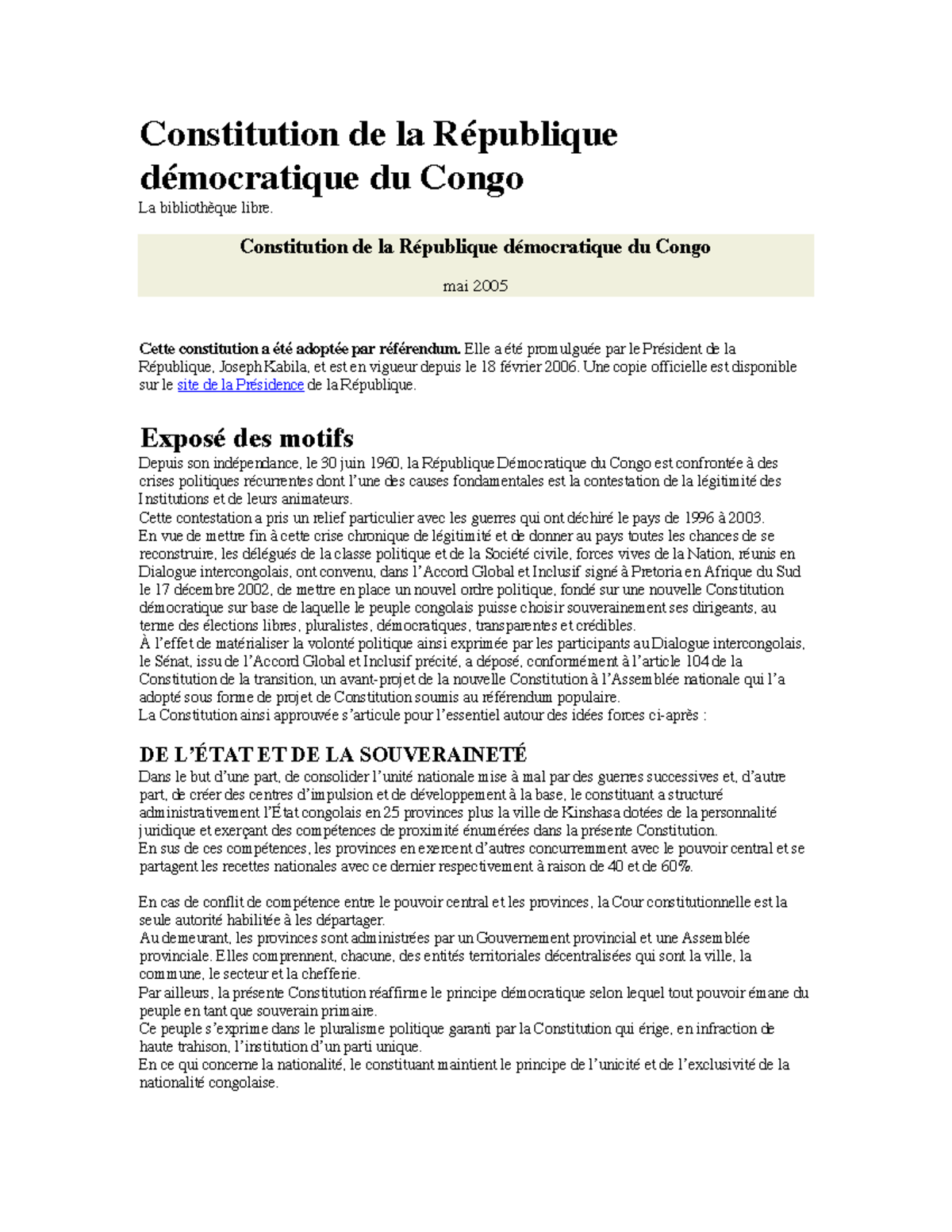 Democratic-Republic-of-the-Congo Constitutioncongo - Constitution de la ...