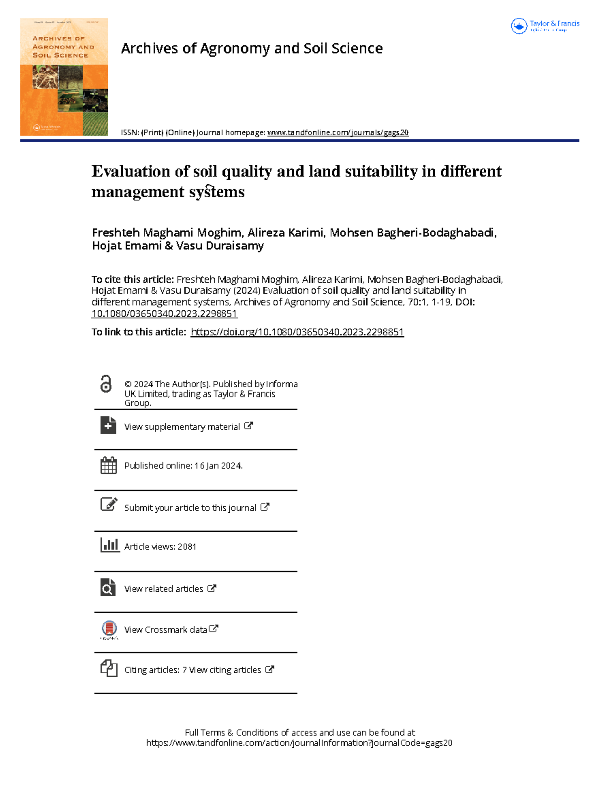 Land Suitability Assessment and Yield Prediction for Alfalfa in Iran ...