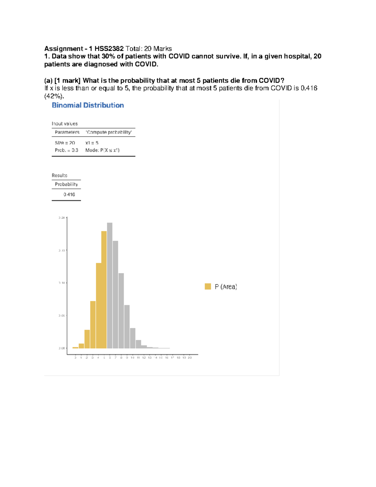 HSS2382 Stats Assignment 1 - Probability & Hypothesis Testing Analysis ...