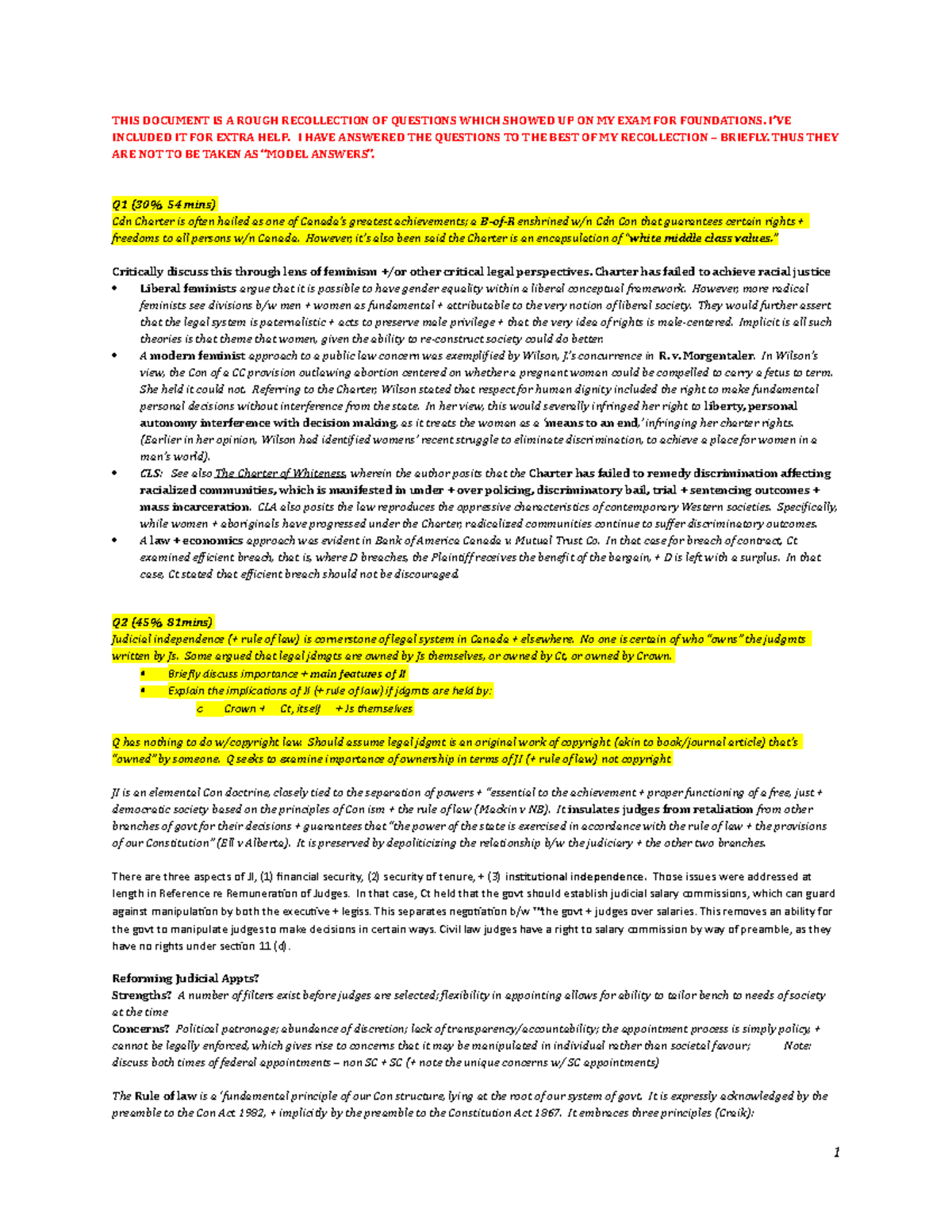 5) Found Exam Notes - GW - Practice material - THIS DOCUMENT IS A ROUGH ...