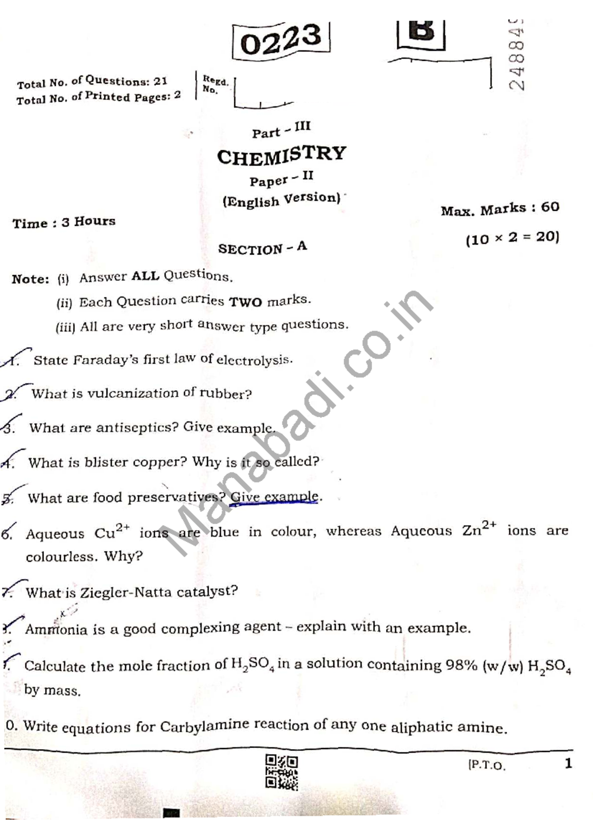 Chemistry Paper II (0223) EM March 2025 - Question Set & Answers - Studocu