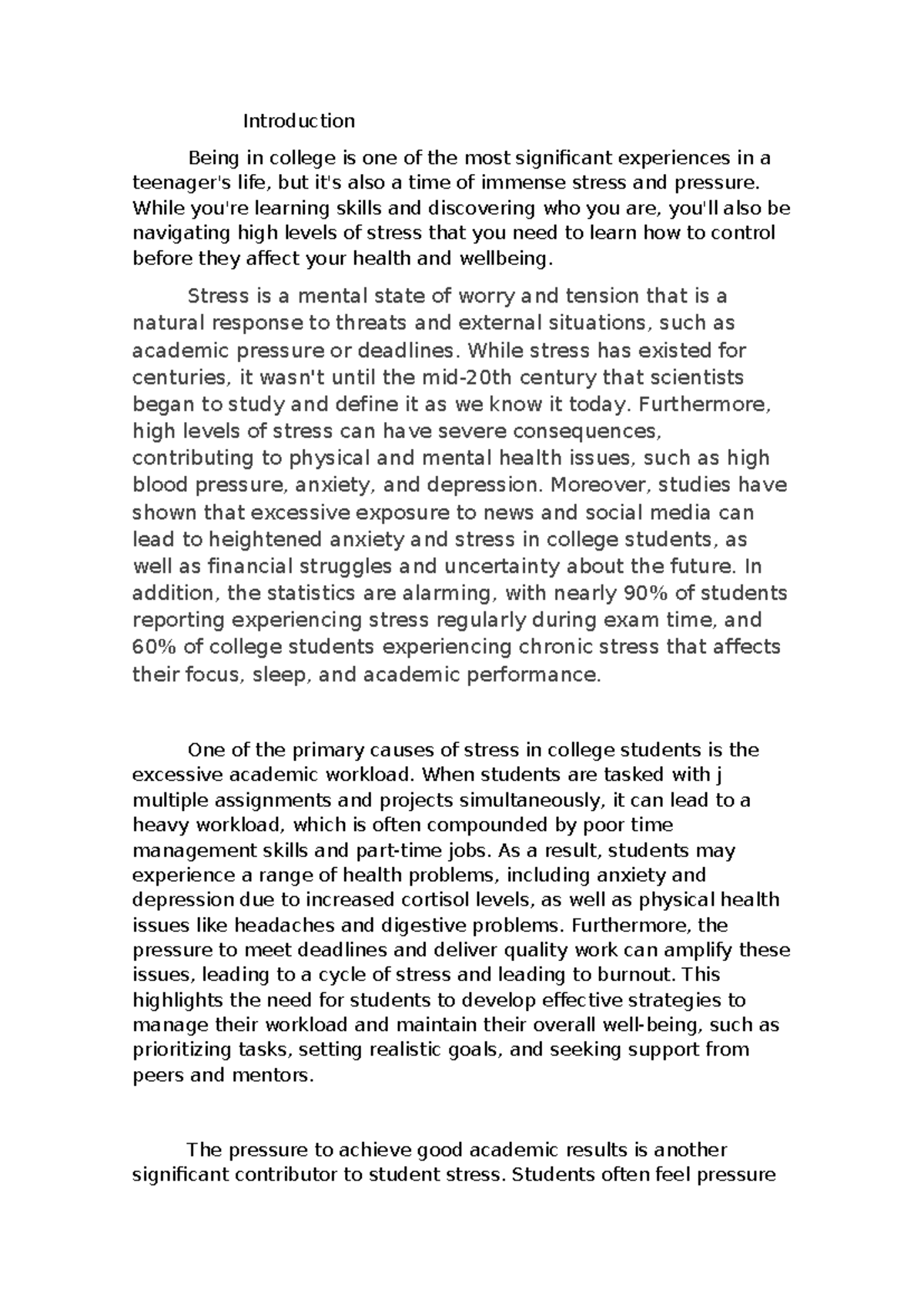 Stress Management Strategies for College Students: A Comprehensive ...