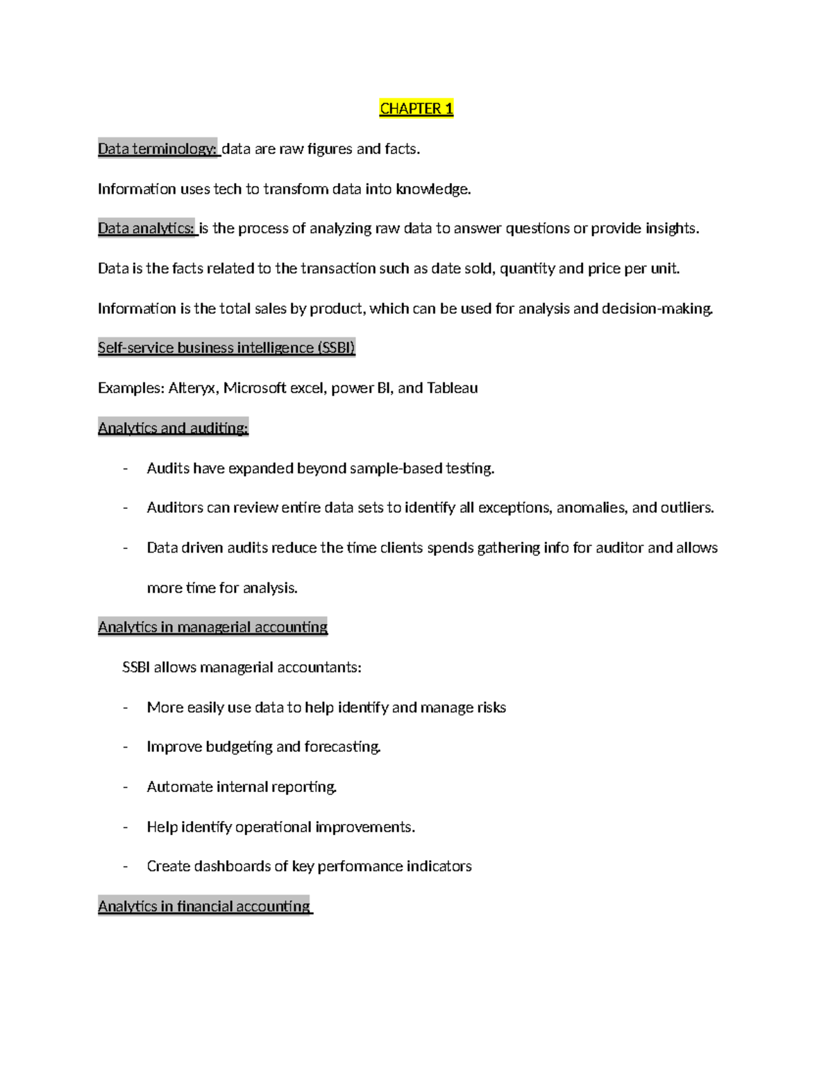 Data analytics notes - CHAPTER 1 Data terminology: data are raw figures ...