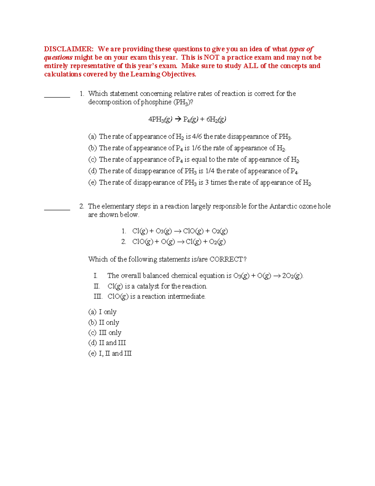 CHM 116 00 Exam 4 Study Guide Questions & Answers - Studocu