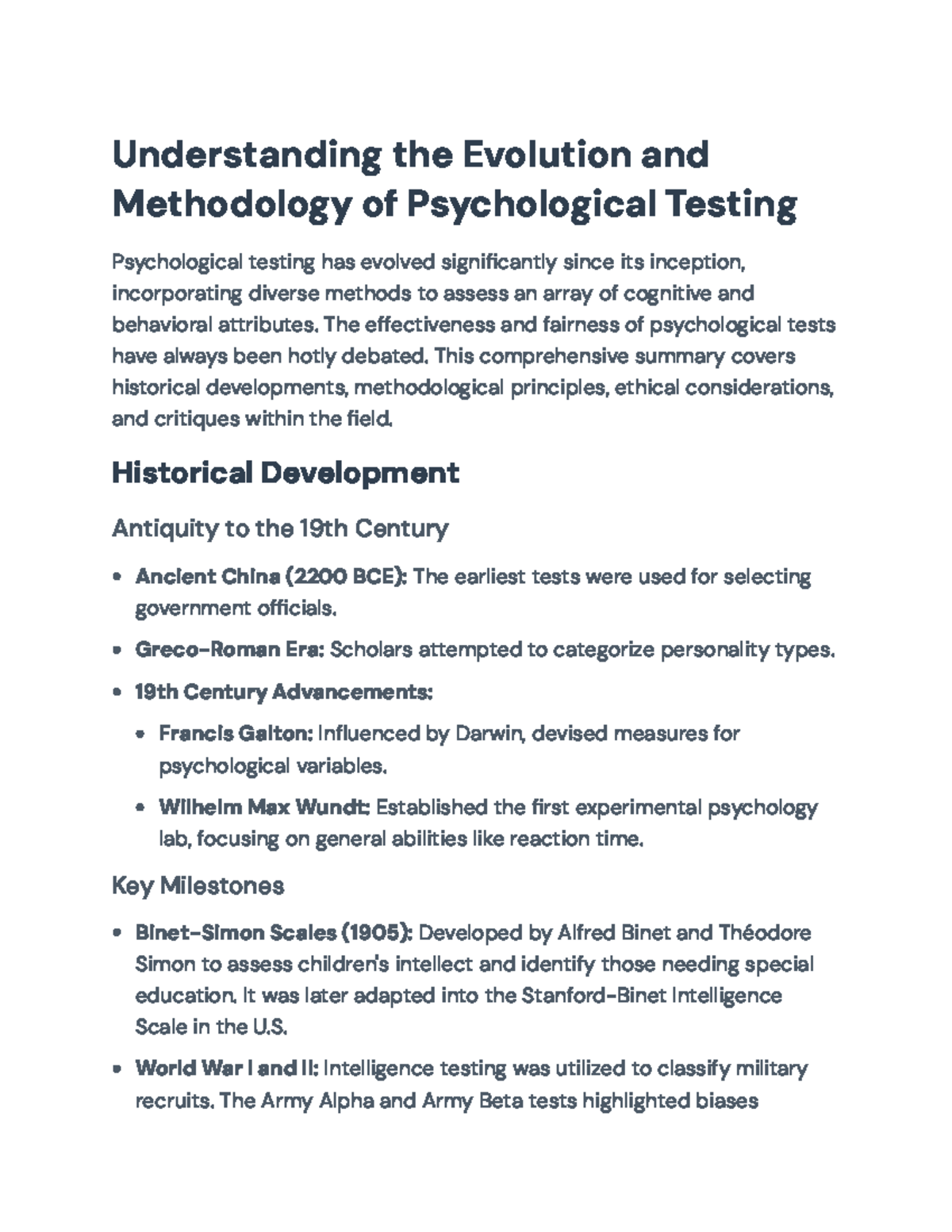 Understanding the Evolution and Methodology of Psychological Testing ...