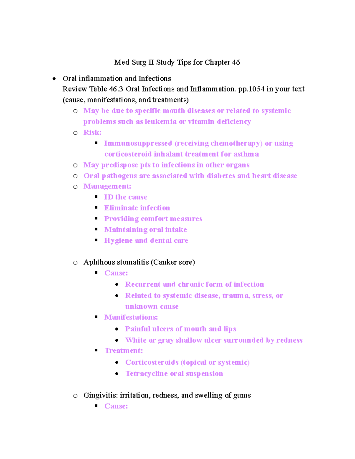 Med Surg II Final Exam Study Guide: PUD & GERD Overview - Studocu