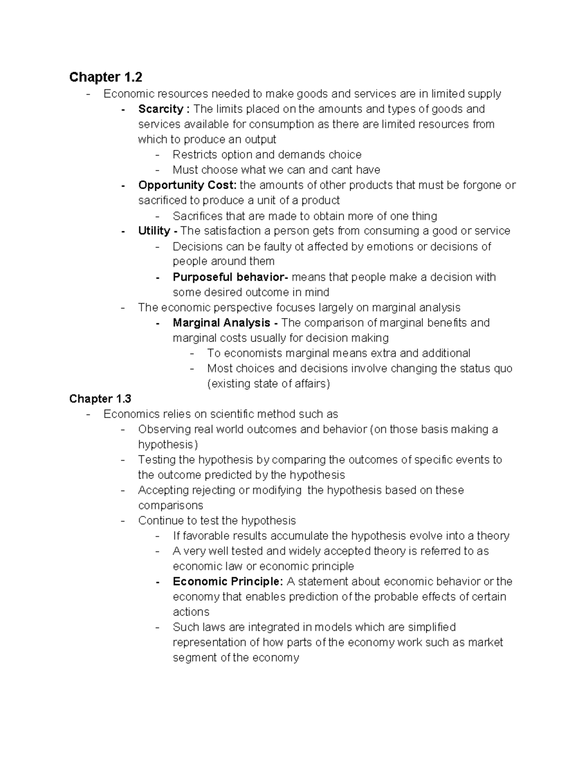 Economics Notes: Scarcity, Opportunity Cost, and Economic Principles ...