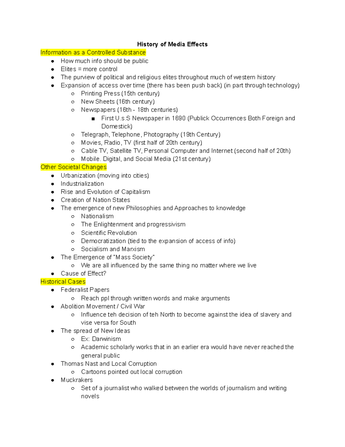 Comm 125 Lecture #3 - Great notes that got me an A - History of Media ...