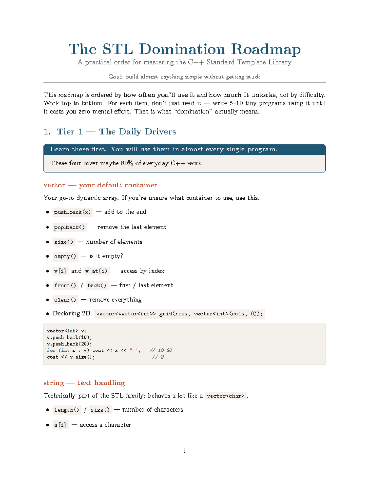 STL Domination Roadmap: Mastering the Standard Template Library - Studocu