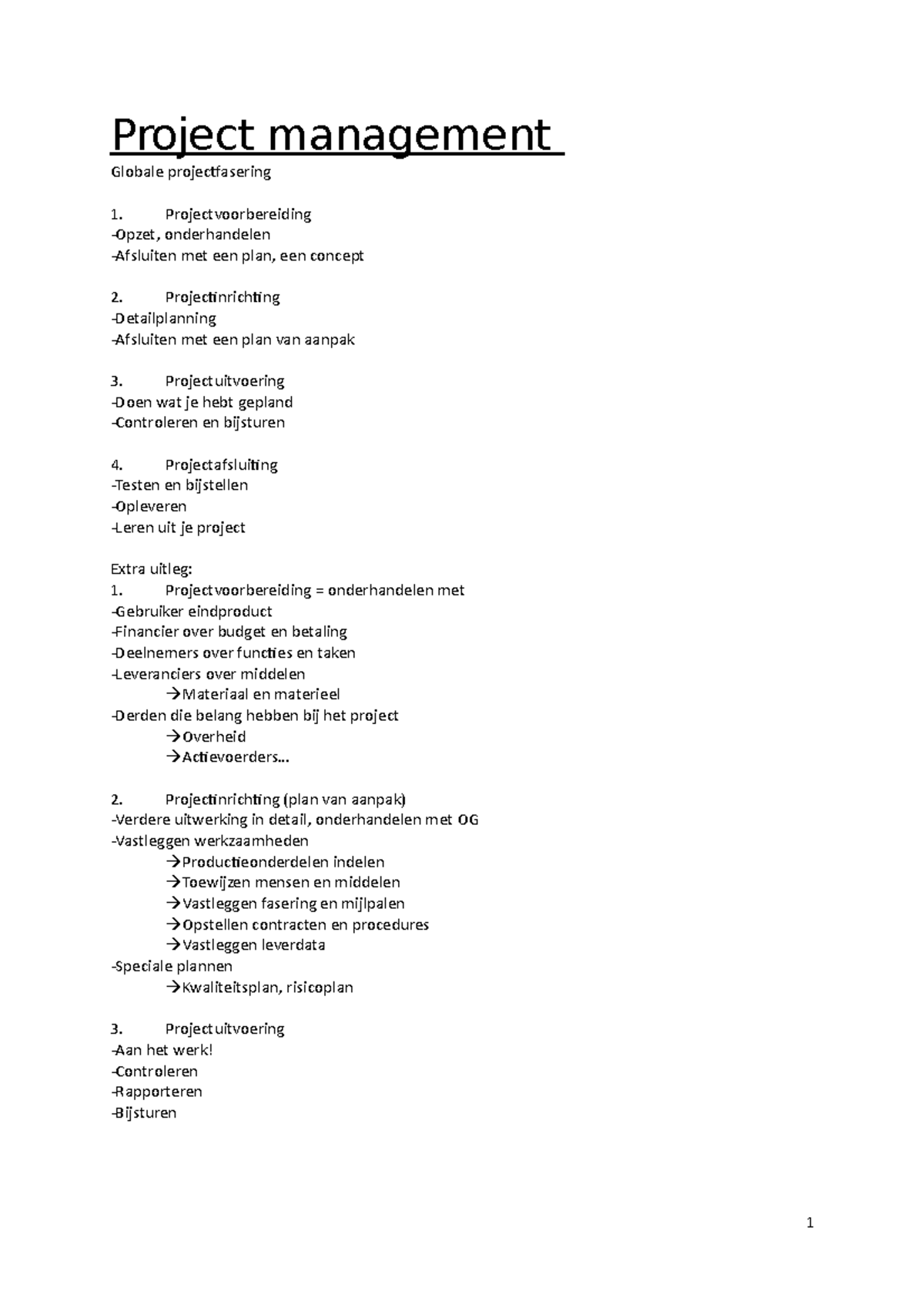 Project management samenvatting - Project management Globale ...