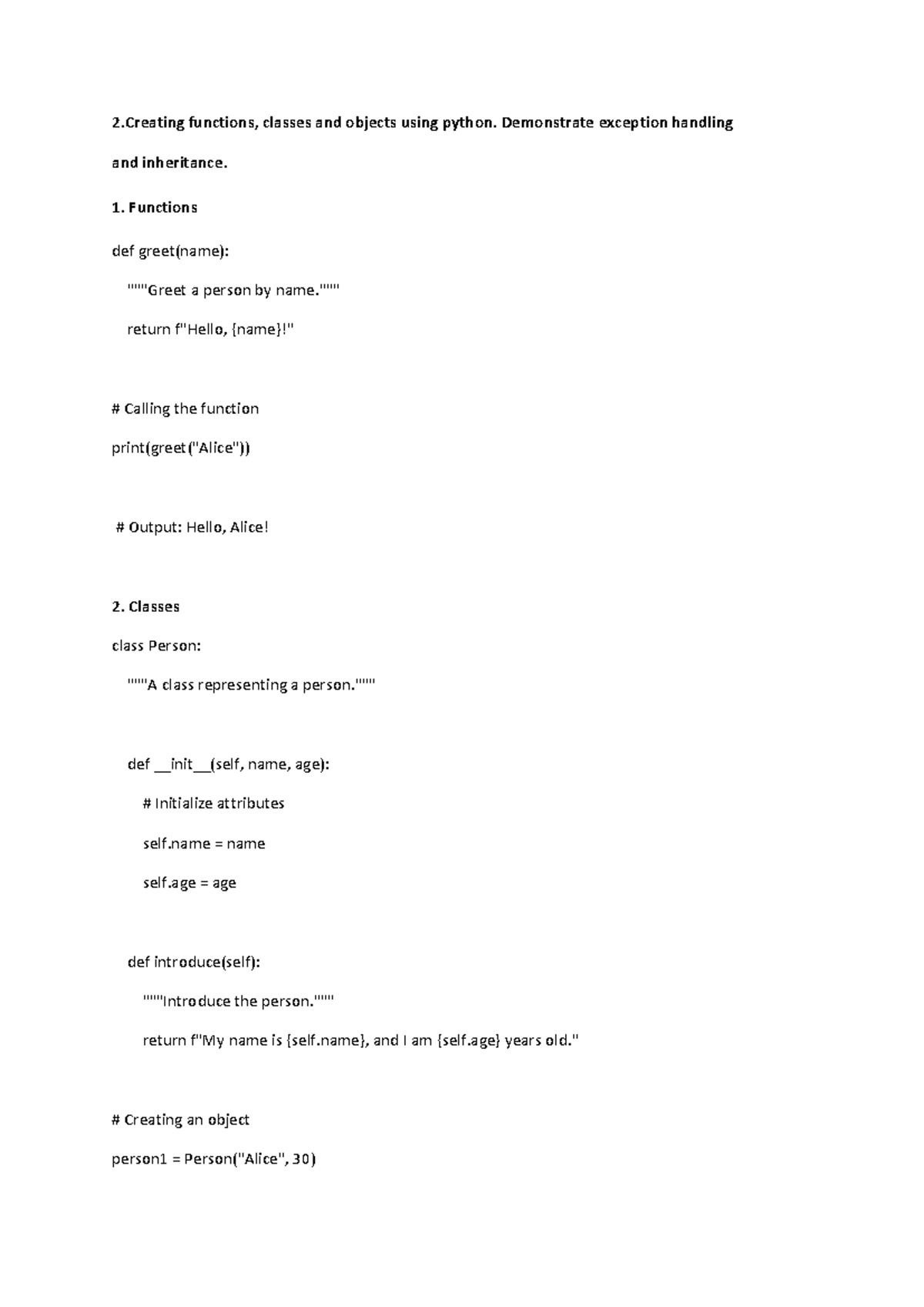 Python Experiment -2 - 2 functions, classes and objects using python ...