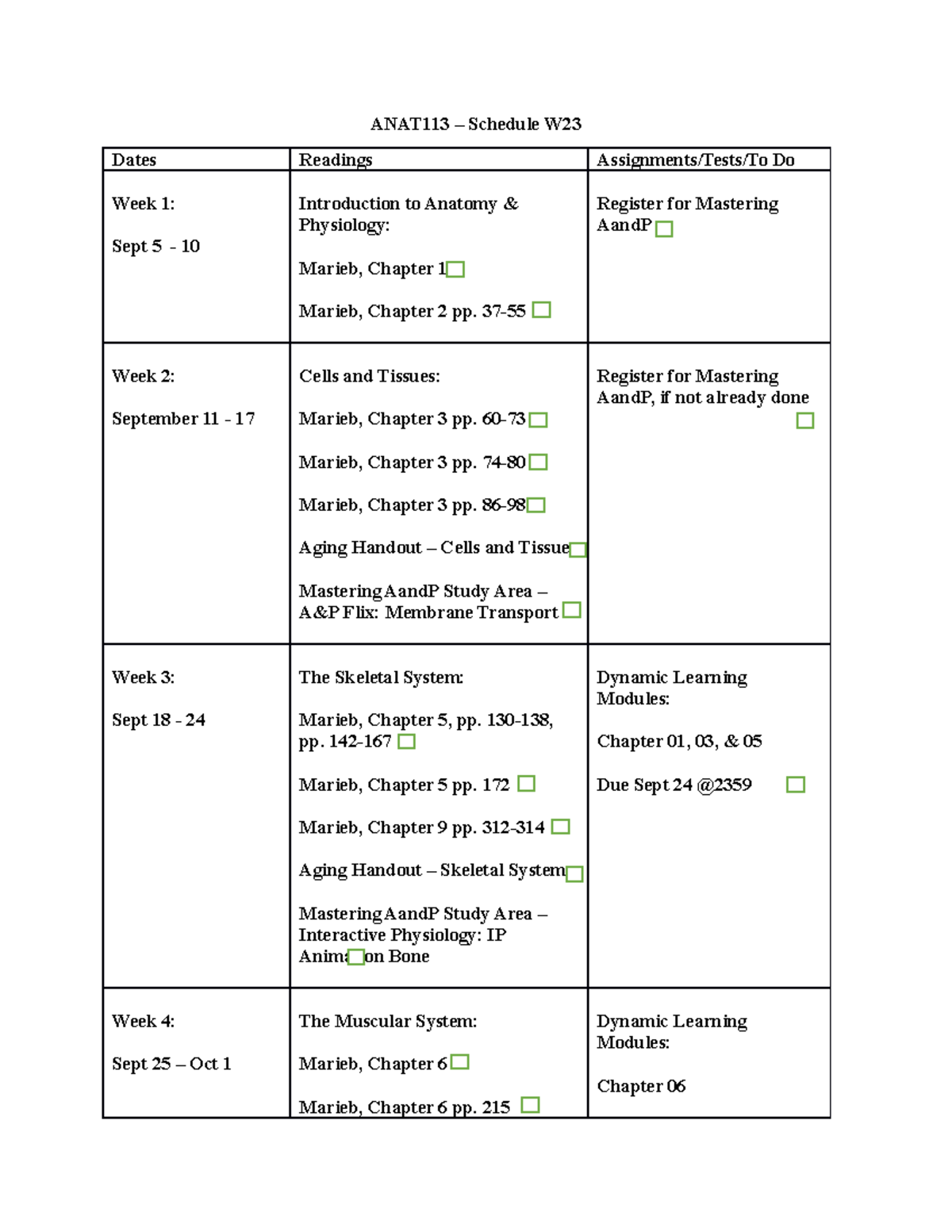 ANAT113 – Fall 2023 Course Timeline & Important Dates - Studocu