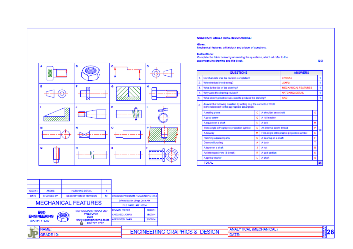 Grade 10 Mechanical Engineering Graphics Design - Memo Analysis - Studocu