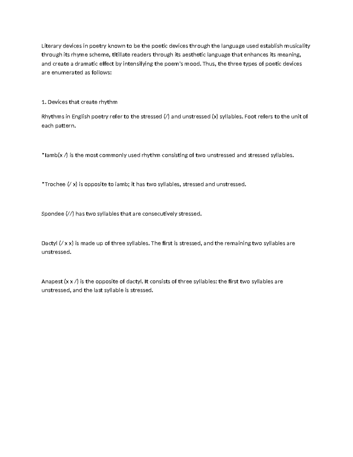 Literary Devices in Poetry: Understanding Rhythm and Structure - Studocu