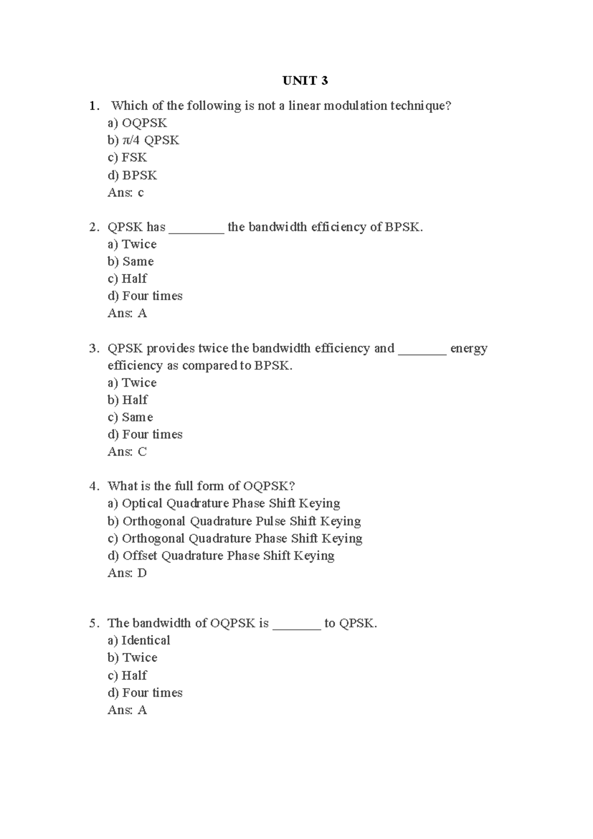 III ECE Unit 3,4 wc - WC notes and objective type questions - UNIT 3 ...