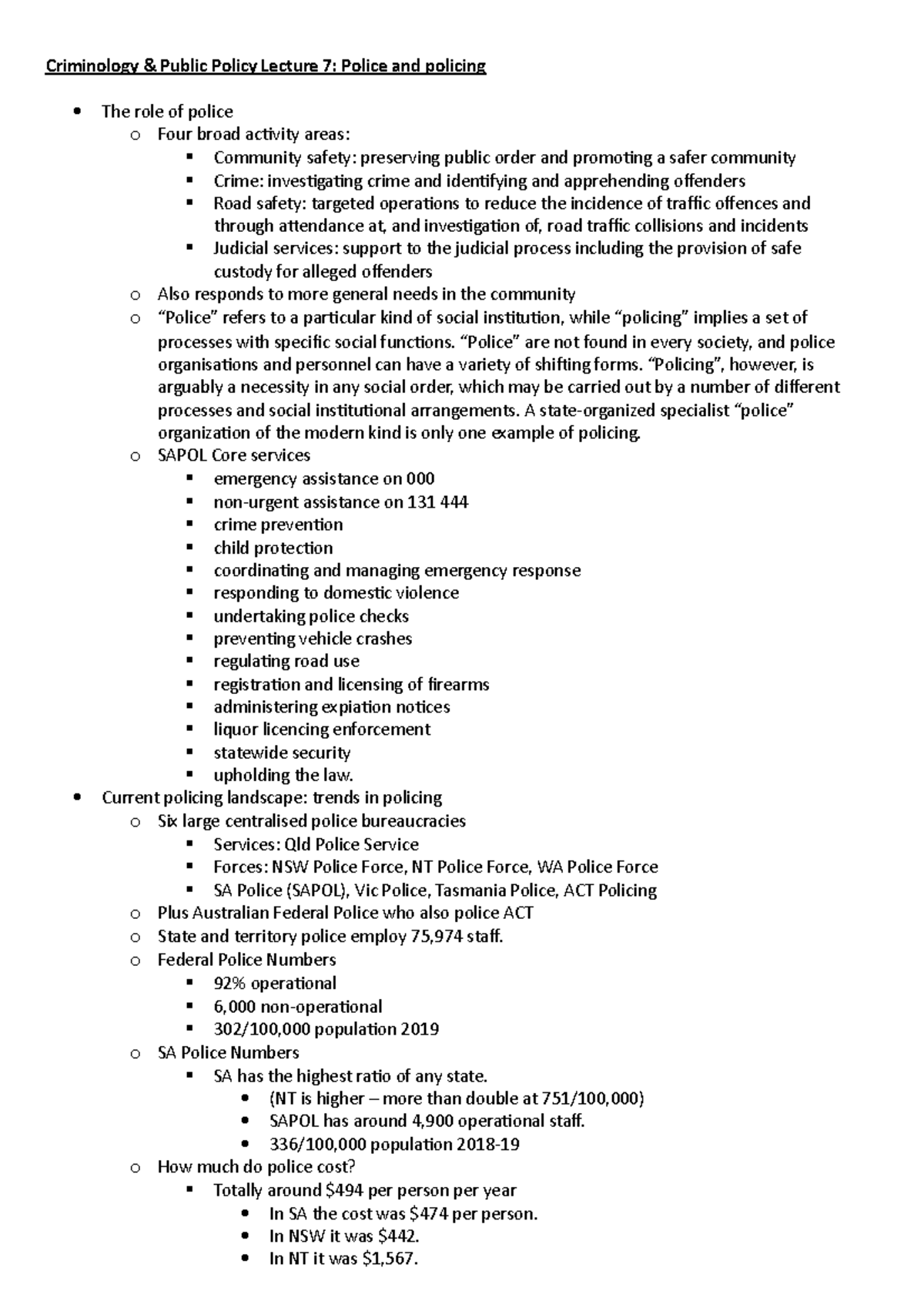 Topic 7 Notes - Police and Policing - Criminology and Public Policy ...