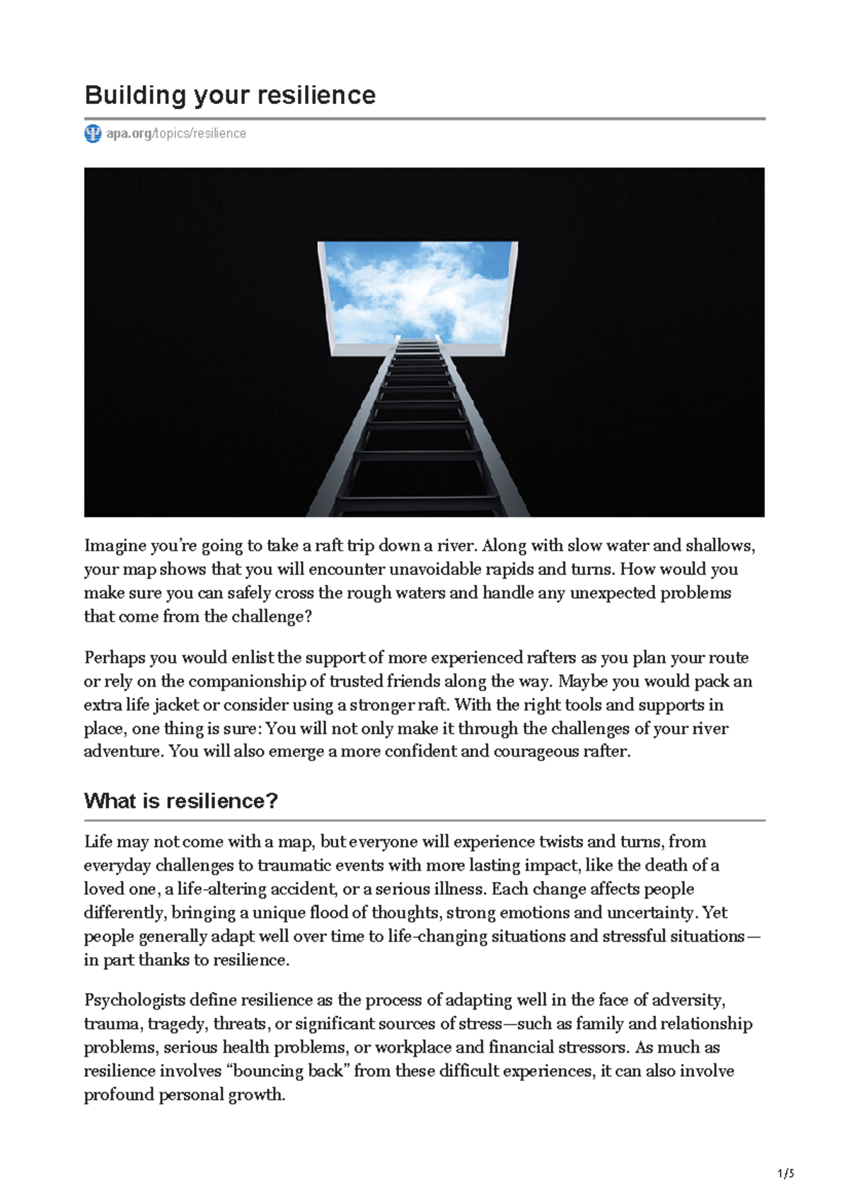 Building Your Resilience: Strategies for Overcoming Adversity - Studocu