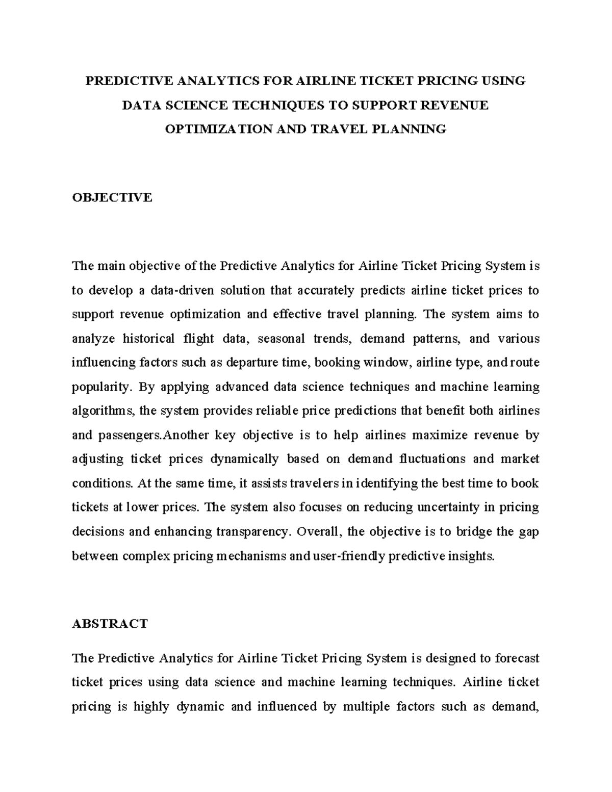 PREDICTIVE ANALYTICS FOR AIRLINE TICKET PRICING: A DATA SCIENCE ...