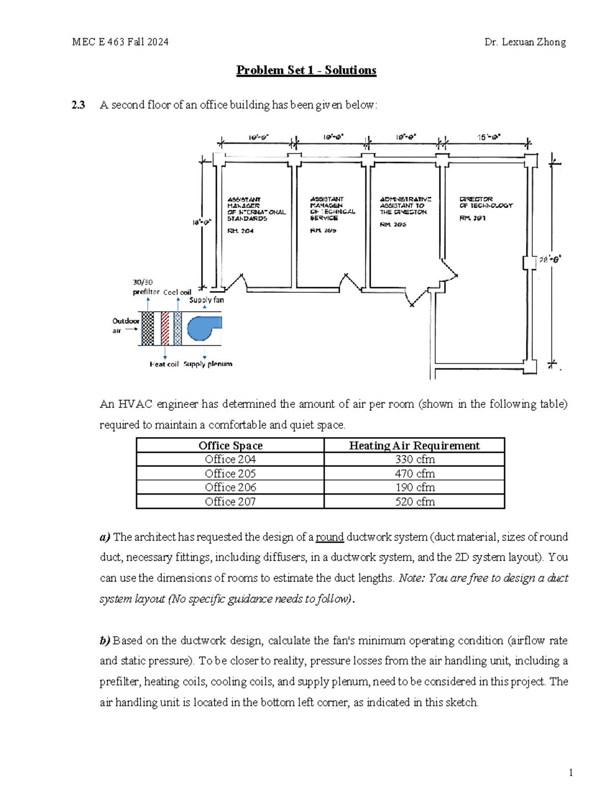 Problem Set 1 - Solutions for HVAC Duct Design Analysis - Studocu