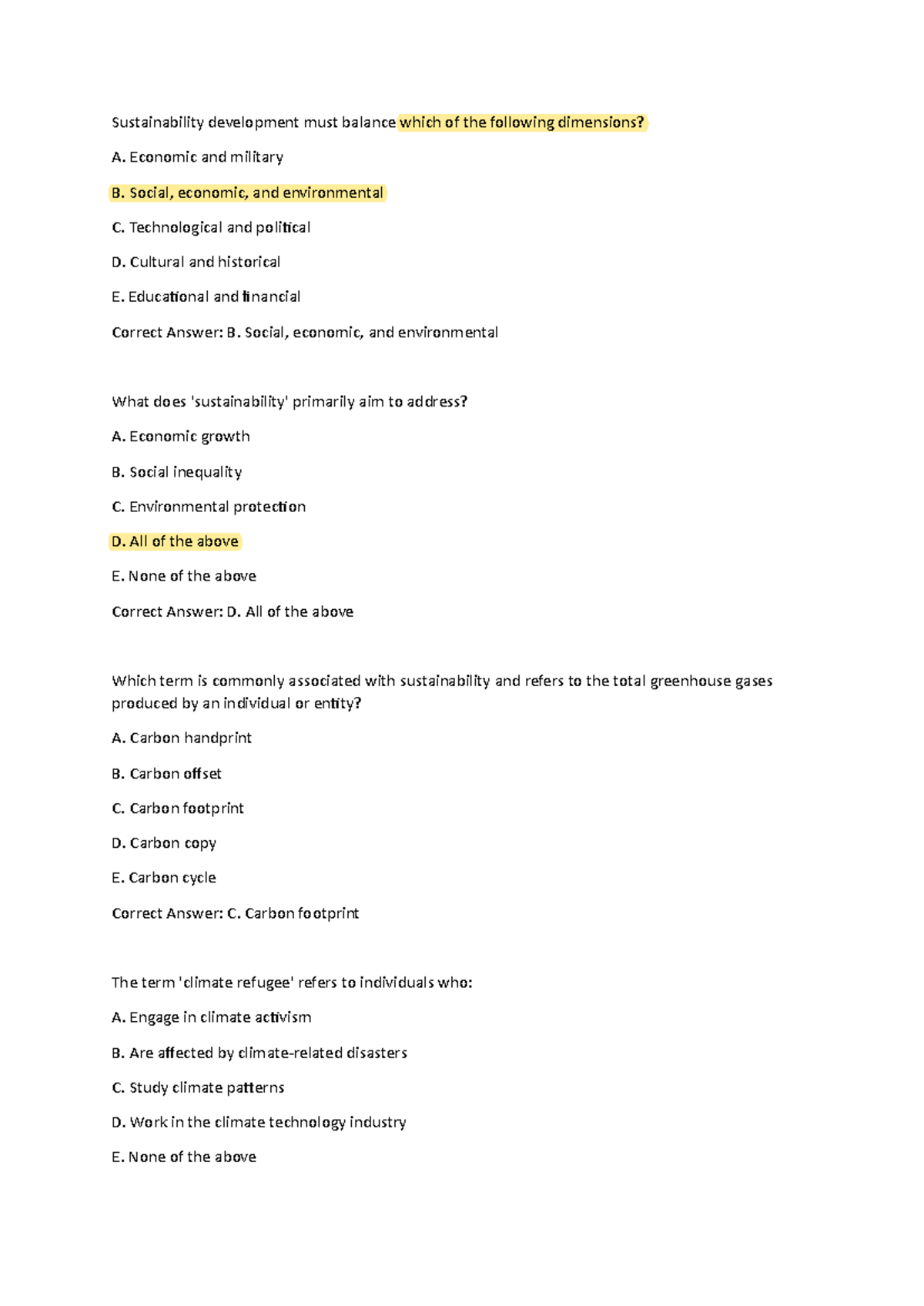 CC6 Refined Mock Questions - Sustainability development must balance ...