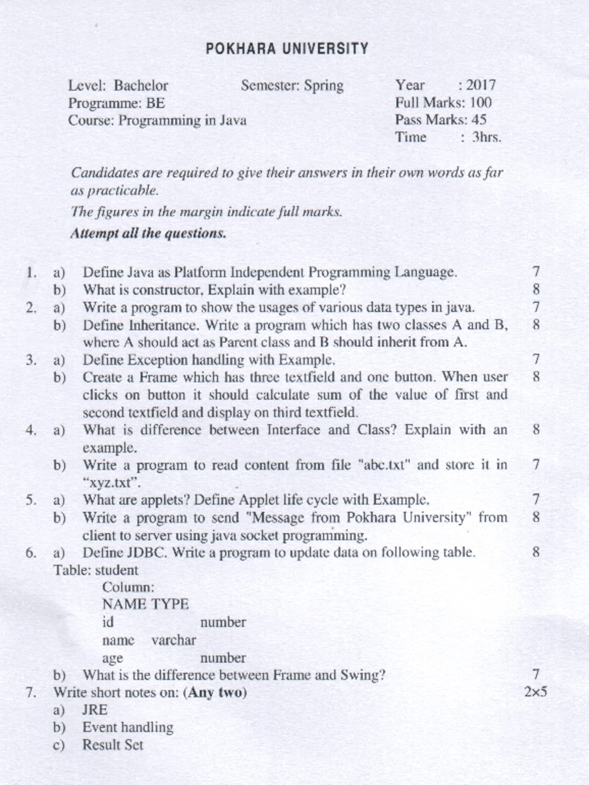 Java-17 Spring - Past Exam Questions for Programming in Java - Studocu