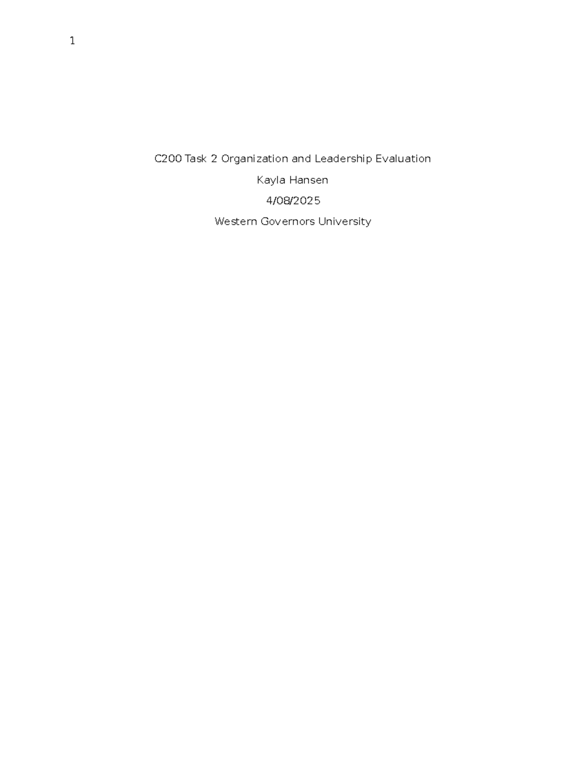 C200 Task 2: Evaluation of Organization & Leadership at State Farm ...