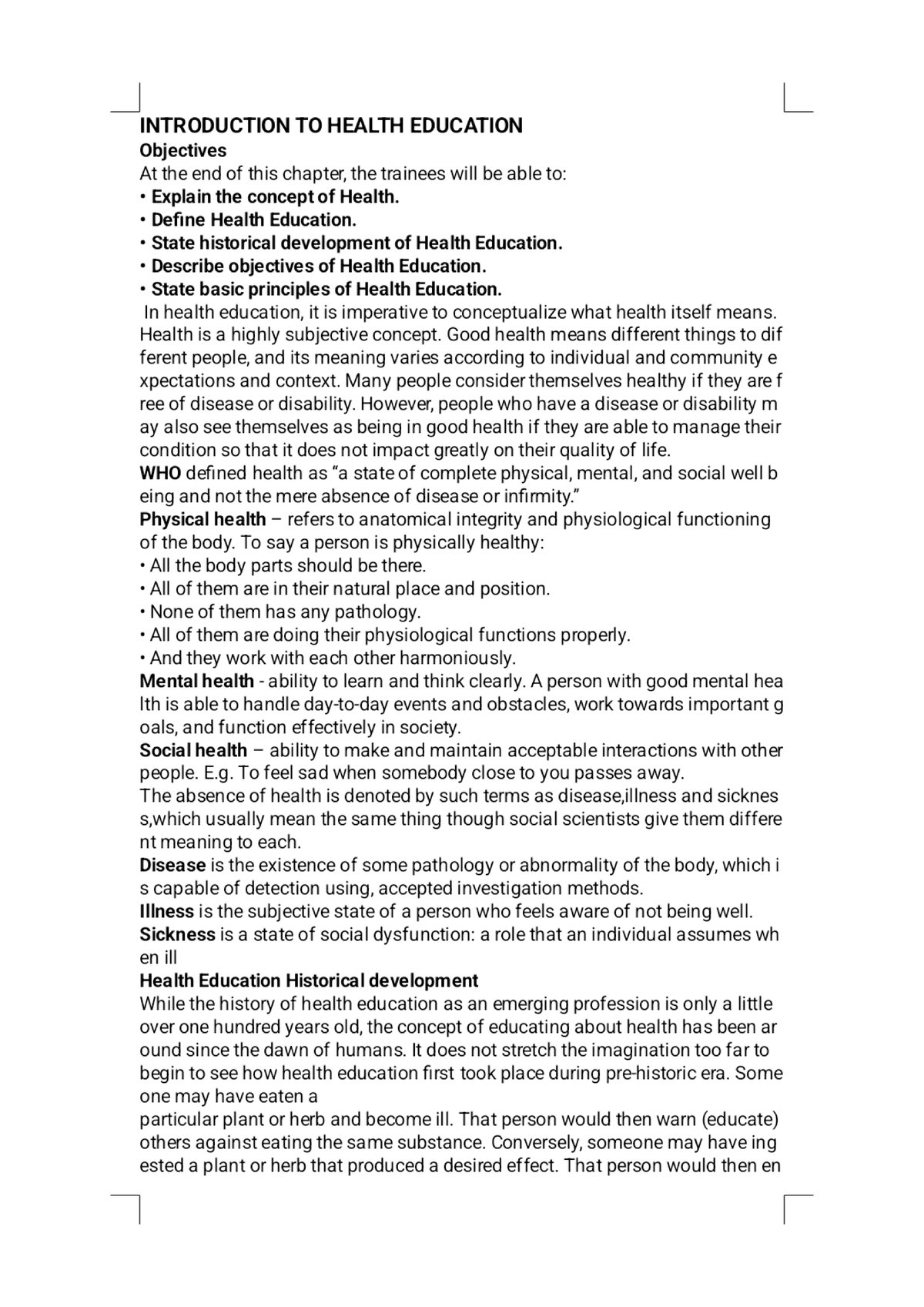 Comprehensive Health Education Overview for COMP101 Final Exam - Studocu