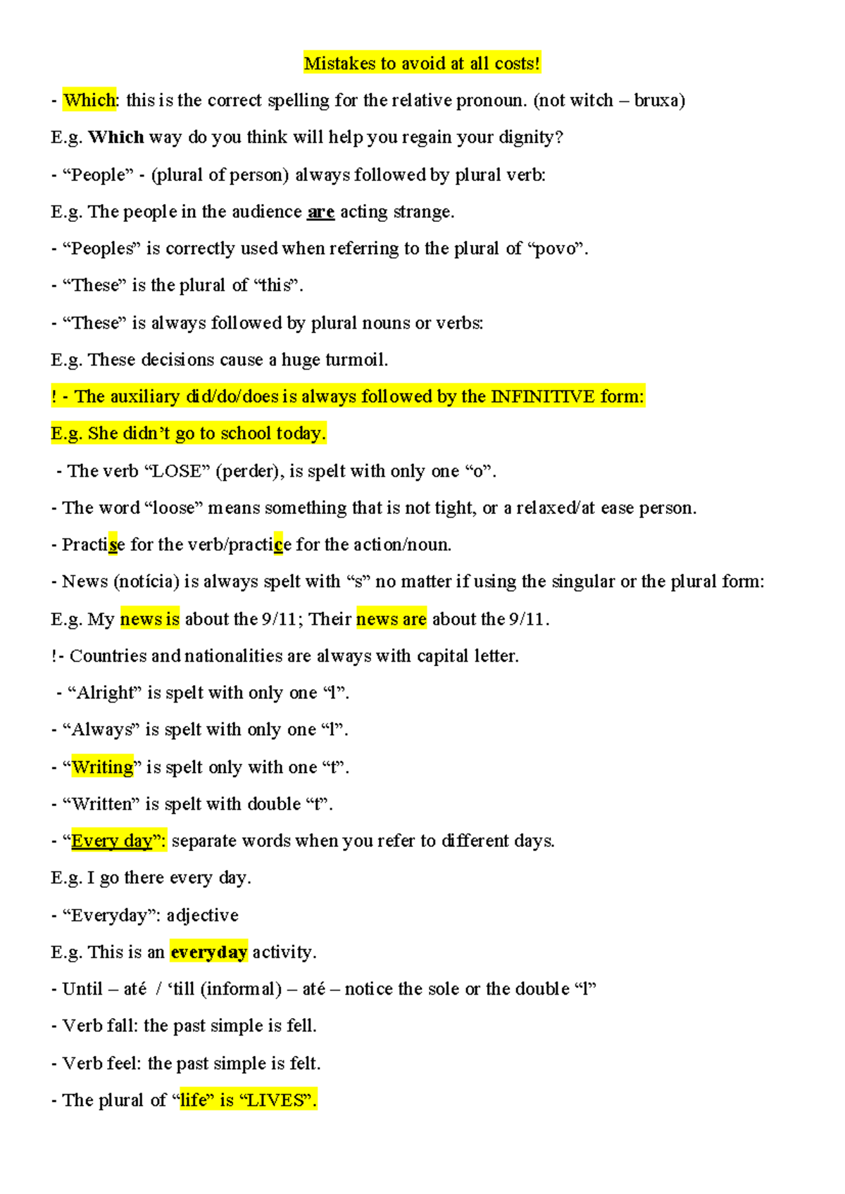 Mistakes to avoid at all costs - Mistakes to avoid at all costs! Which ...
