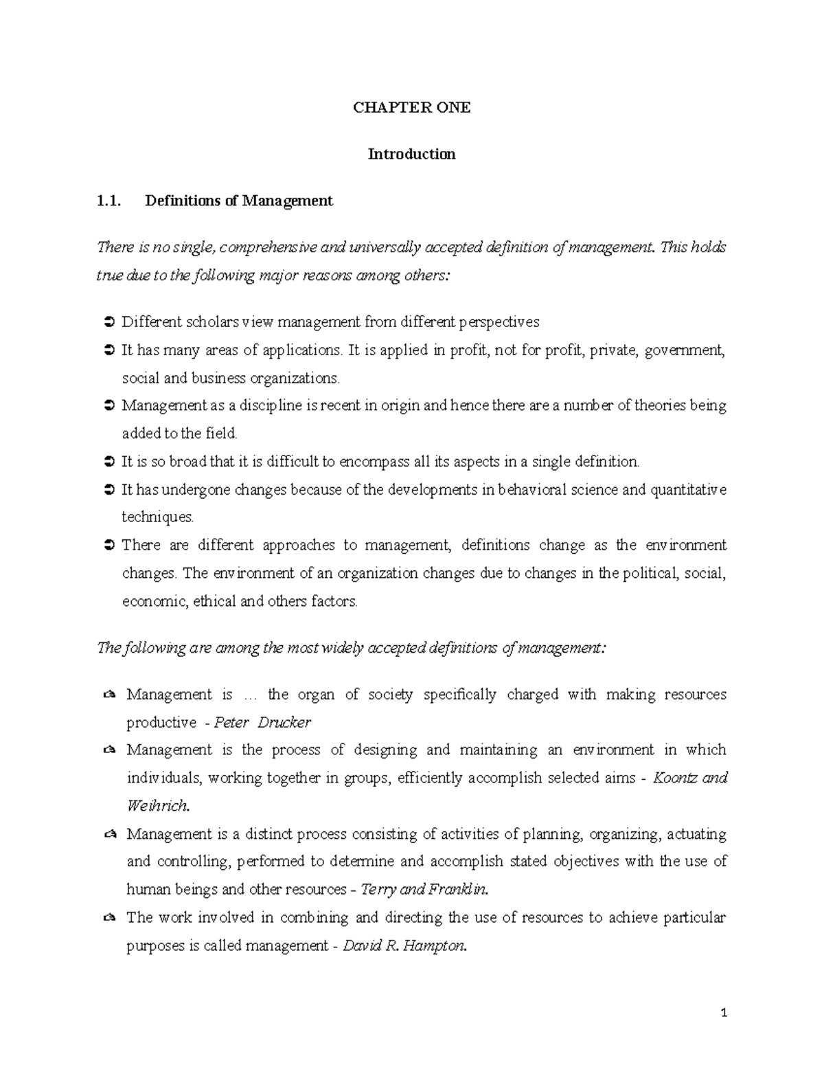 Management Principles and Practices - Chapter 1 Overview - Studocu