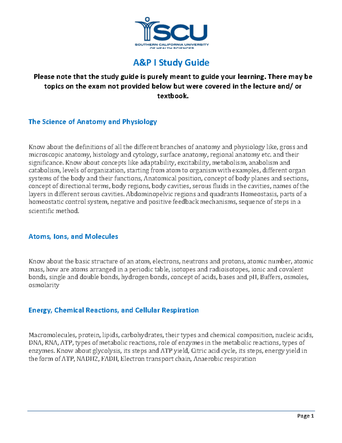 A&P I Final Exam Study Guide: Anatomy & Physiology Concepts - Studocu