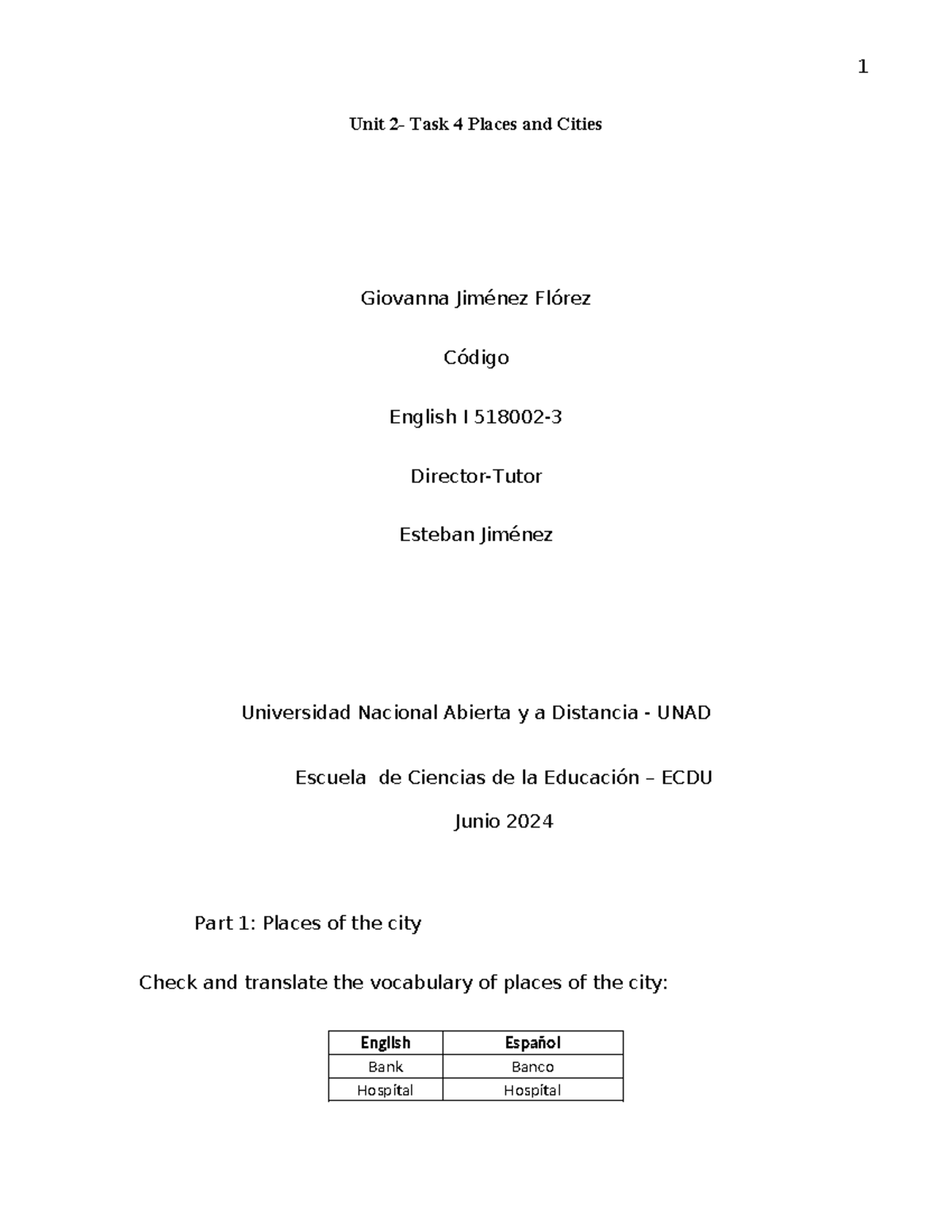 English I 518002 - Describing Places and Actions in My Town - Studocu