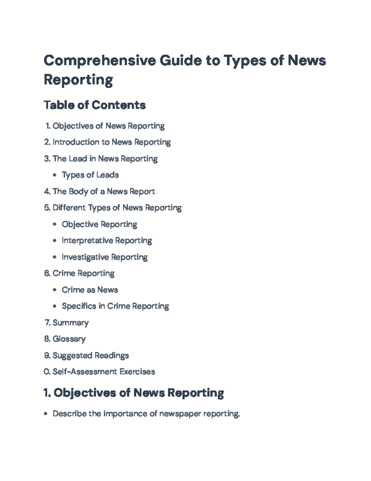 Comprehensive Guide to News Reporting (JRN101): Types & Techniques ...
