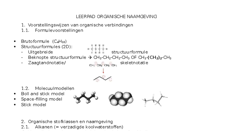 Leerpad Organische Naamgeving: Structuren en Classificatie - Studocu