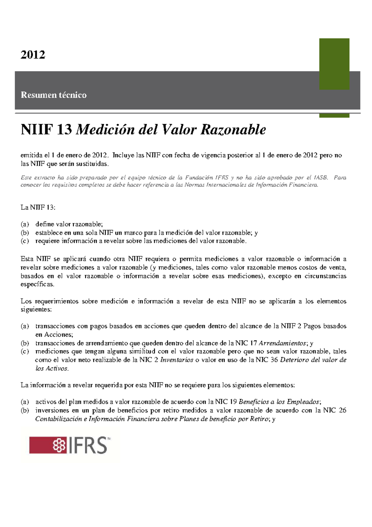 NIIF 13: Medición del Valor Razonable - Resumen Técnico y Aplicaciones ...