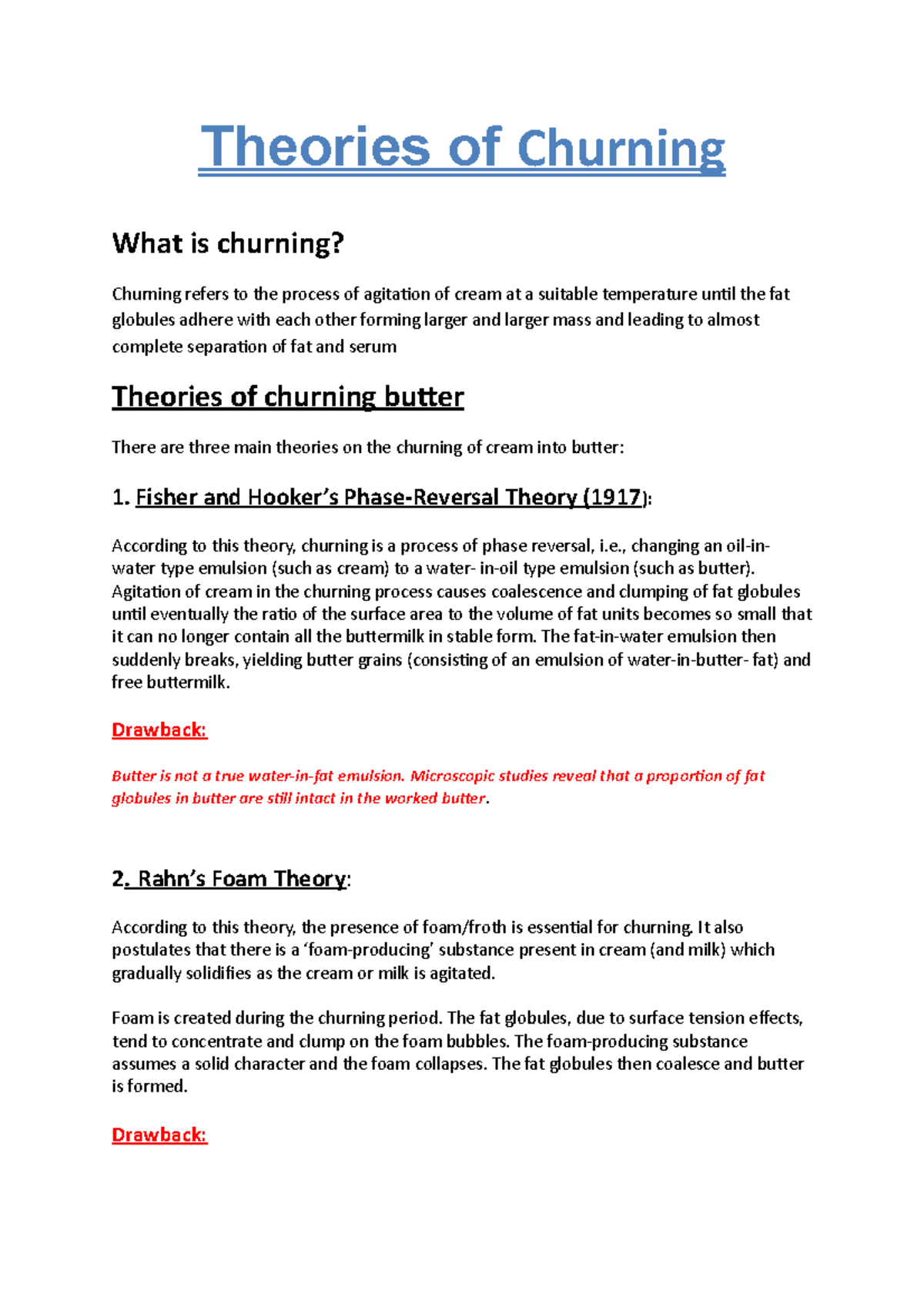 Theories of Churning: Understanding Butter Formation Mechanisms - Studocu
