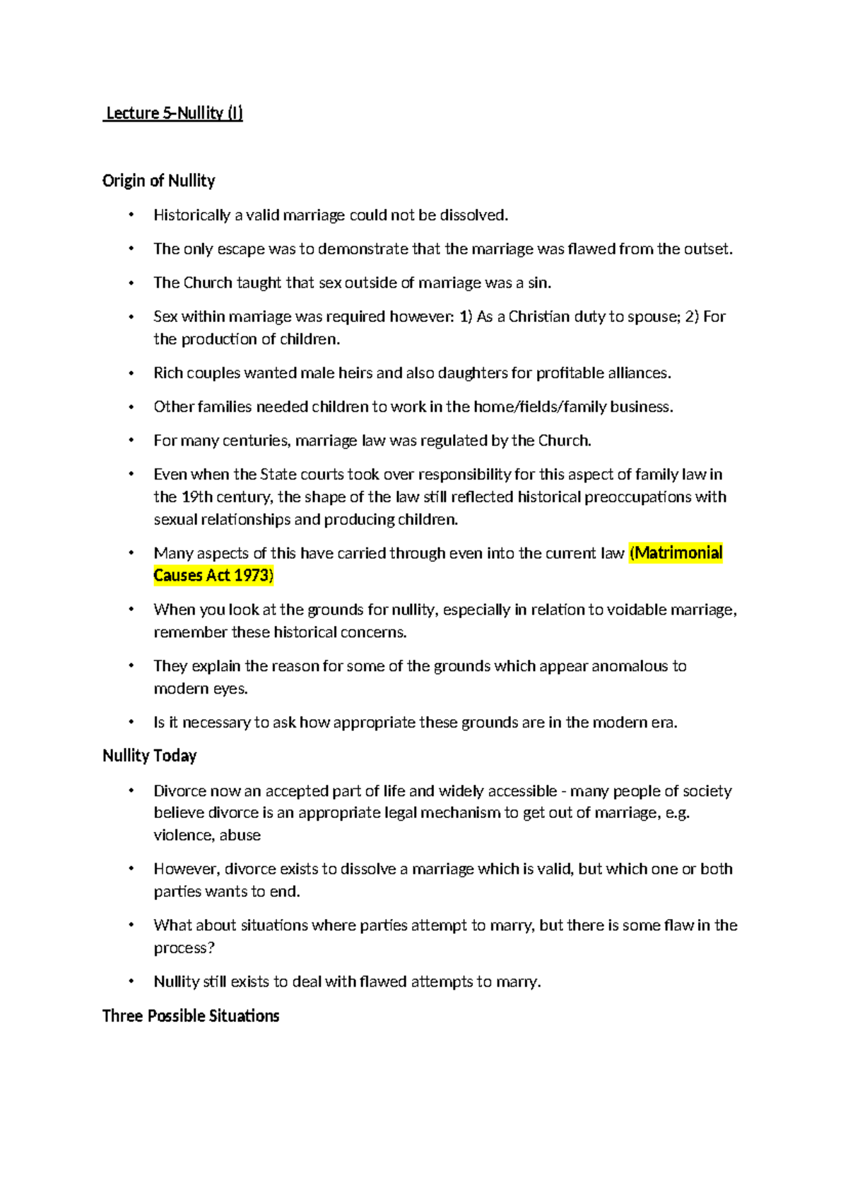 Lecture 5 Handout - Understanding Nullity in Marriage Law - Studocu