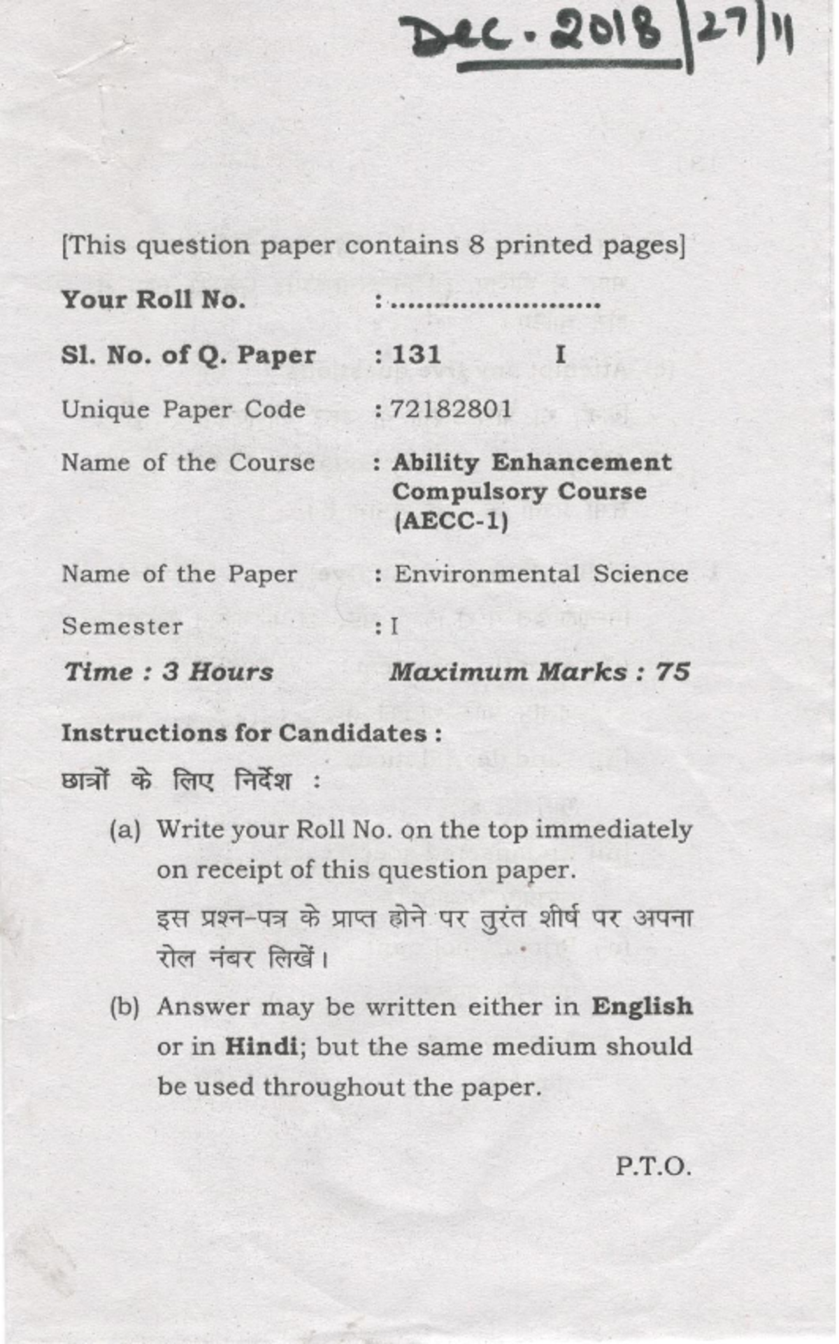 EVS 131 Final Exam December 2018 Question Paper - Studocu