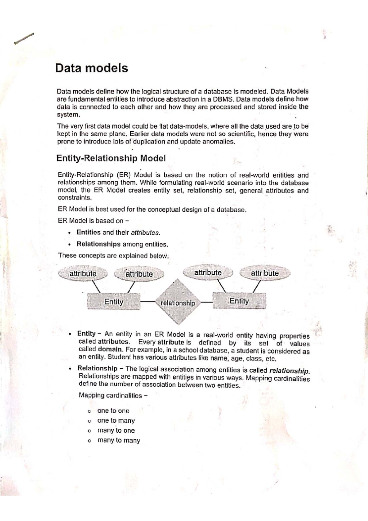 Unit 5: Understanding Data Models and Database Management Systems - Studocu