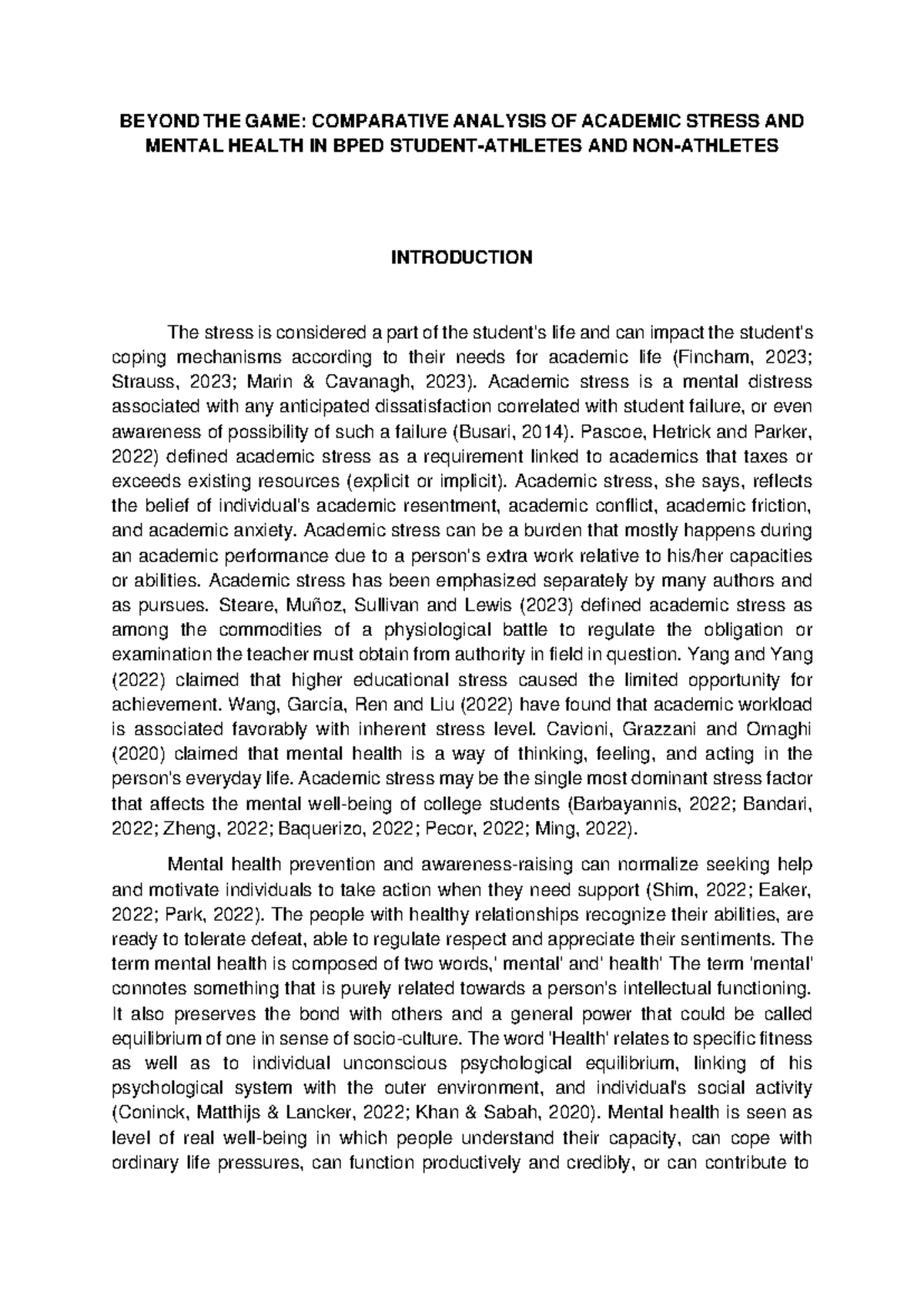 Comparative Study of Academic Stress & Mental Health in BPED Students ...