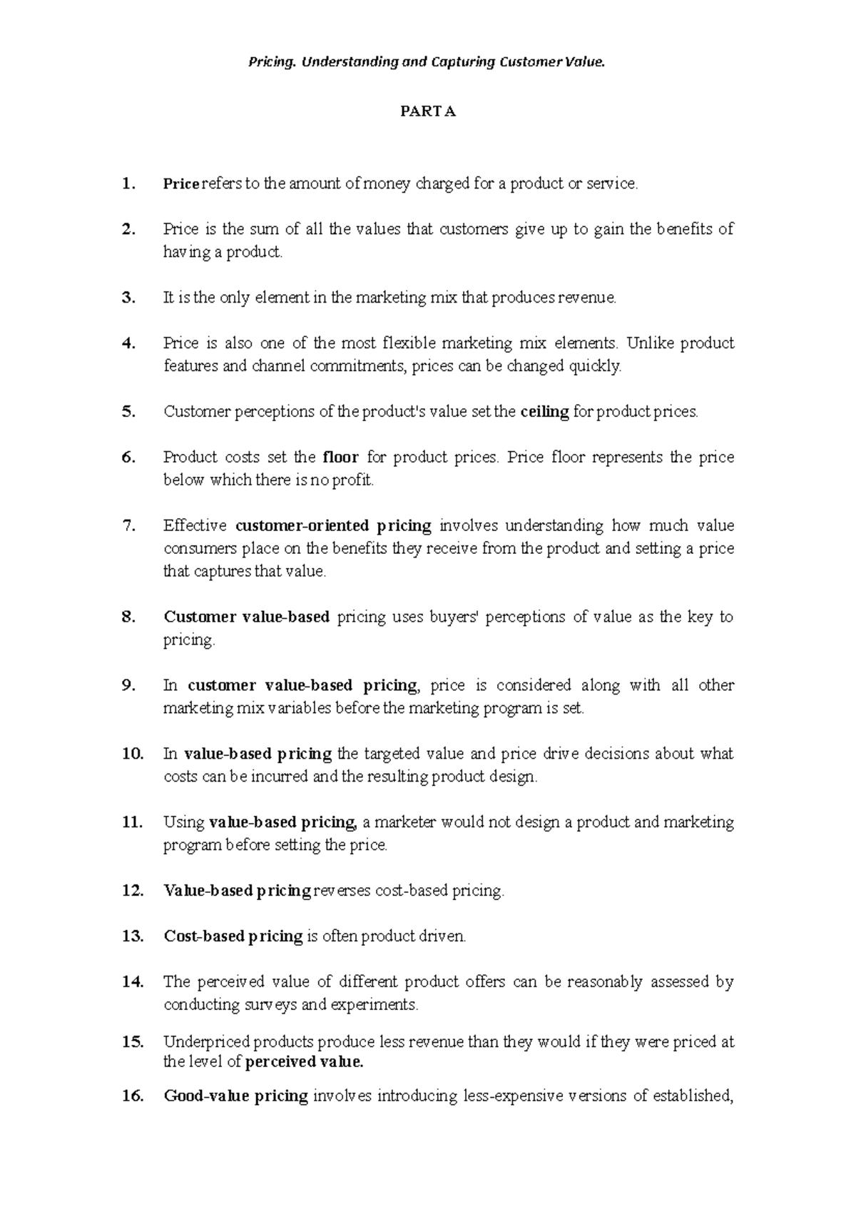 Pricing Strategies and Concepts: Chapter 10 Summary AY 21-22 - Studocu