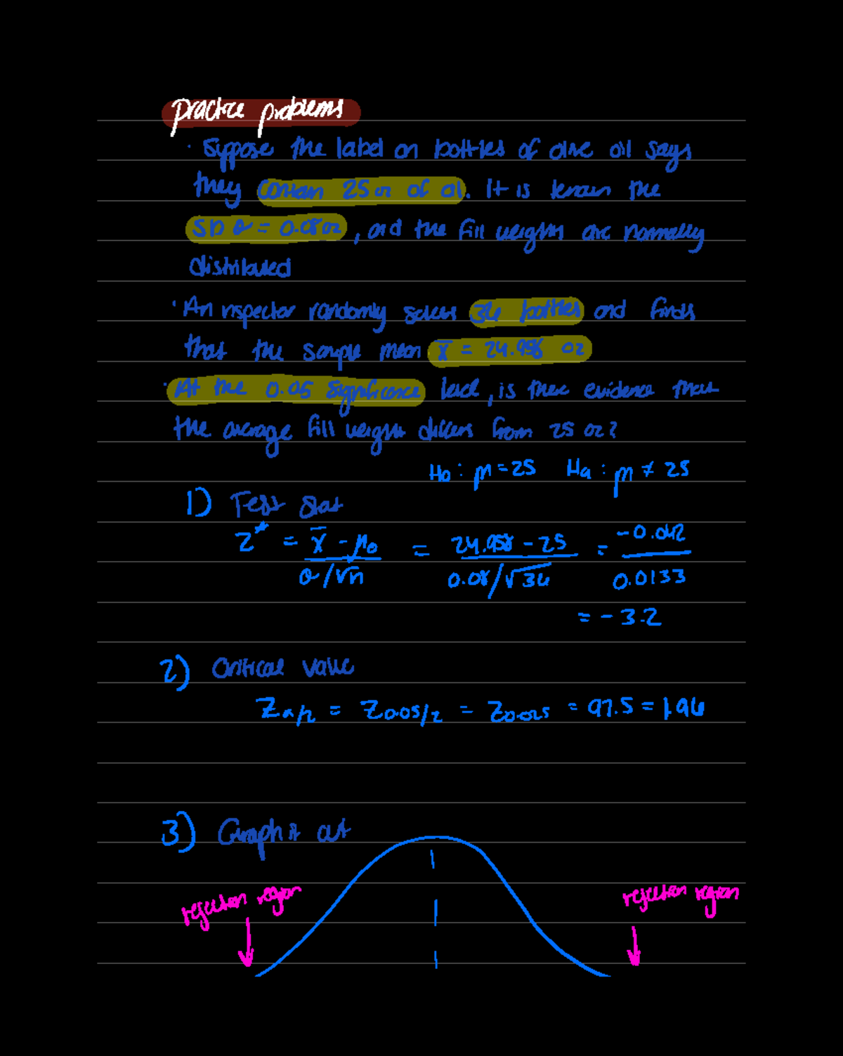 Elementary Stats Practice Problems and Hypothesis Testing Notes - Studocu