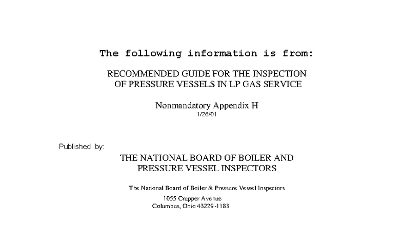 ASME Tank Inspection Guide for LP Gas Pressure Vessels - Studocu