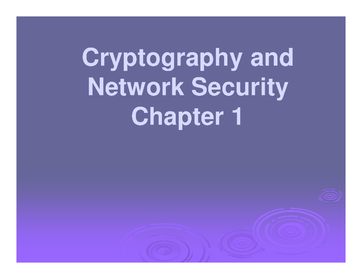 Cryptography and Network Security (CS101) Chapter 1 Overview - Studocu