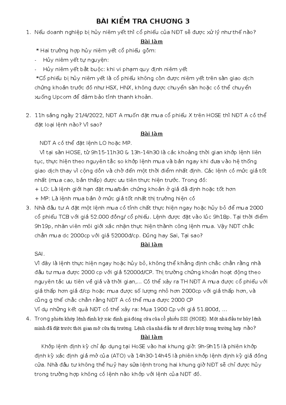 Nguyen Phuong THAO BKT C3 (1) - BÀI KIỂM TRA CHƯƠNG 3 1. Nếu doanh ...